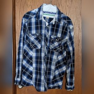 Men's Cowboy Legends‎ Blue Plaid Western Shirt, Pearl Snap, Cotton Sz XXL